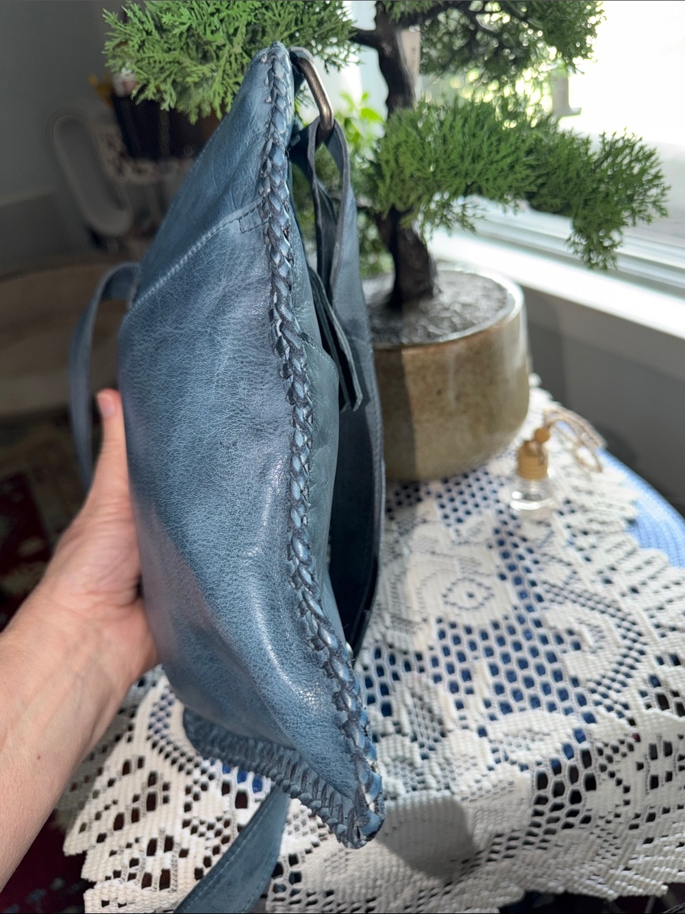 Latico Brynn Denim  Blue Leather Crossbody Bag - Picture 4 of 13